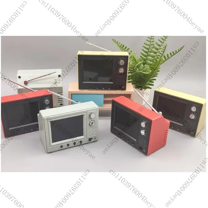 Mini Tv Toy Miniature TV Playable Video Mini Television Model Living Room Home Appliances Decor Toy