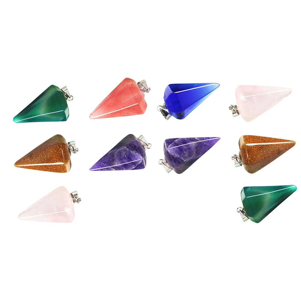 

10 шт., принадлежности для изготовления ювелирных изделий с кристаллами, шестиугольные конусные подвески для серег «сделай сам», ожерелья, подвески, ювелирные аксессуары для рукоделия