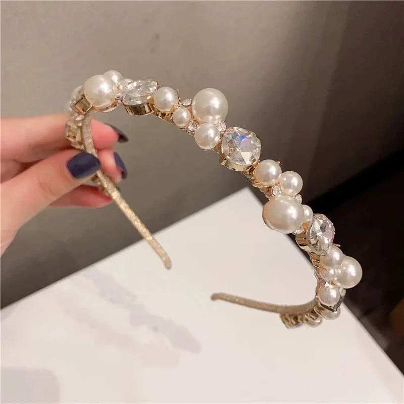 Palace Style Hairbands Ladies Retro Headbands For Women Fashion Rhinestone Hair Hoops Bezel Headwear Temperament Accessories