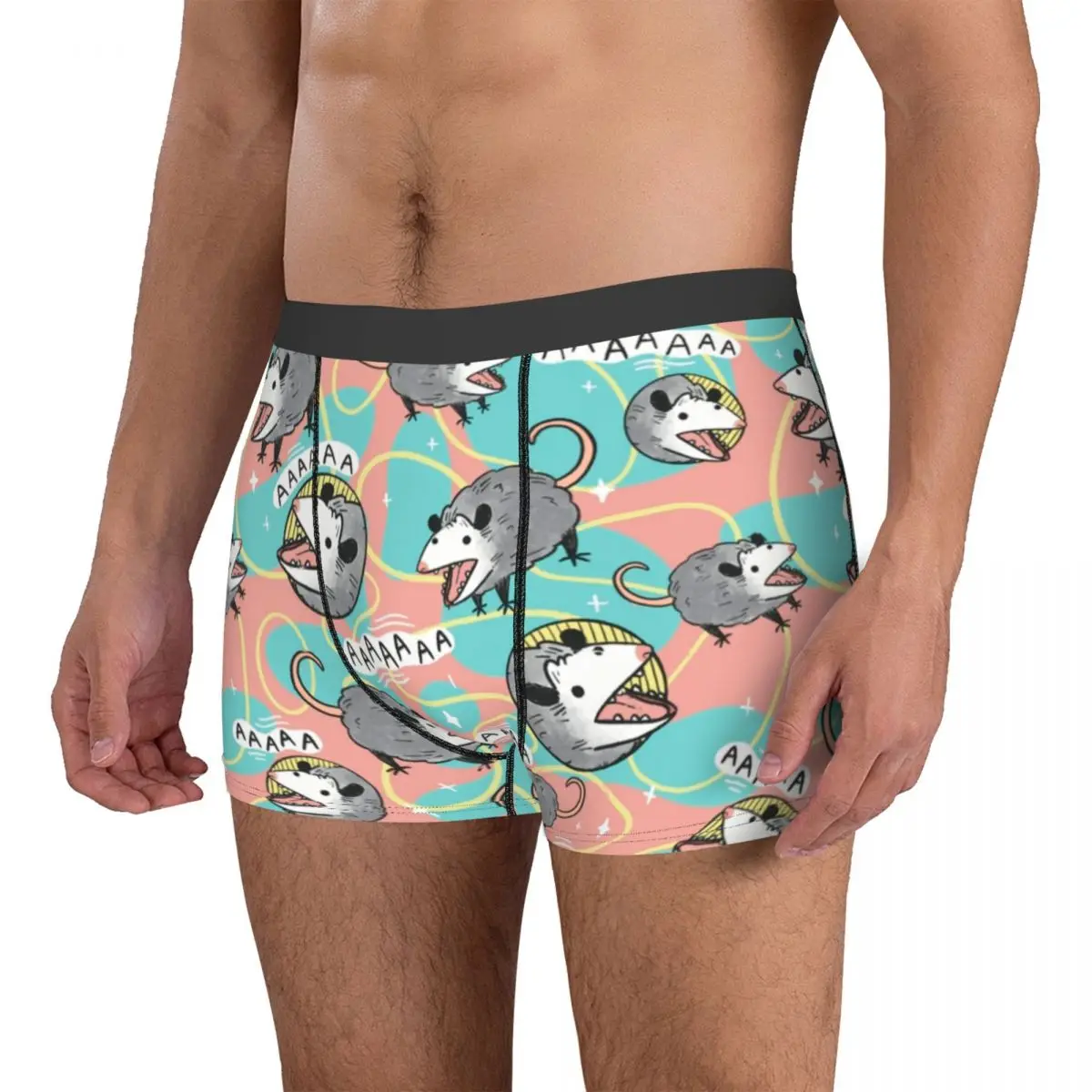 Men Opossum Screm Pattern Underwear Possum Animal Funny Boxer Briefs Shorts Panties Male Breathable Underpants S-XXL