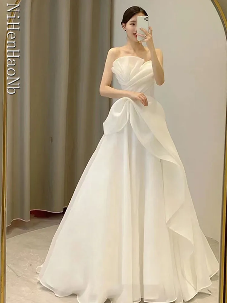 Robe De Mariee New Wedding Dresses Strapless Fashion Cheap Bride Dress Vestidos De Novia