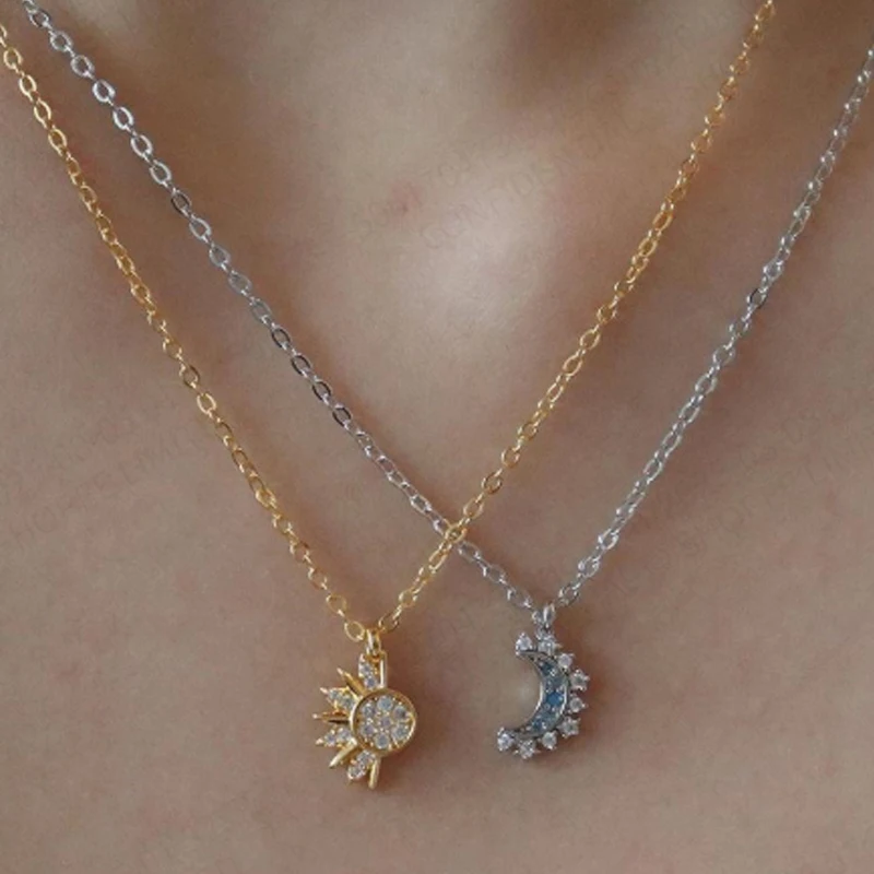 أزياء تنوعا الشمس القمر زوجين قلادة مجموعة حزب عيد الميلاد الإبداعية عيد ميلاد عيد الحب هدية عيد الأم