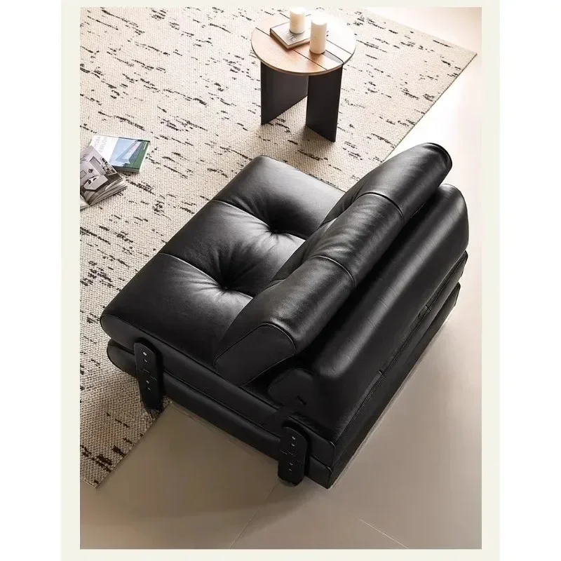 

Medieval folding sofa bed Small apartment living room 2 Multifunctional dual-purpose single leather sofa bed