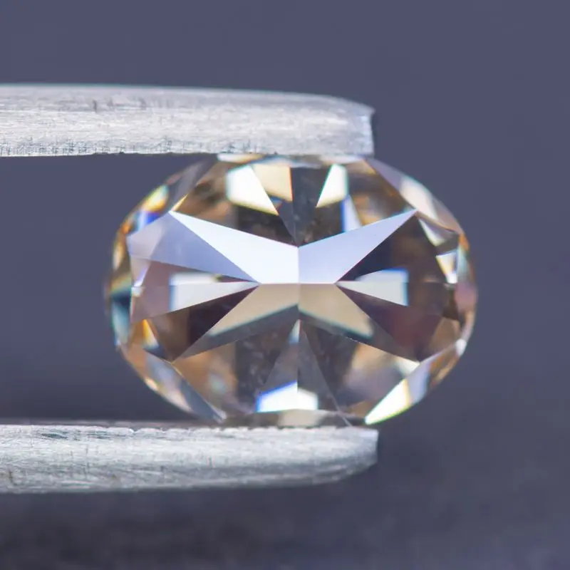 Moissanite Stone Oval Cut Natural Champagne Color for Jewelry Making DIY Ring Necklace Earrings Main Materials with Certificate