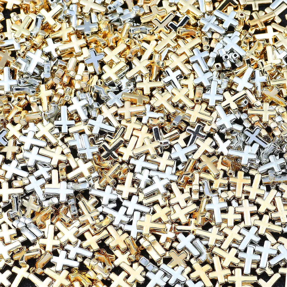 50/100pcs 9x12mm CCB Plastic Cross Beads Golden Silvery Spacer Beads For DIY Jewelry Making Bracelet Necklaces Craft Accessories