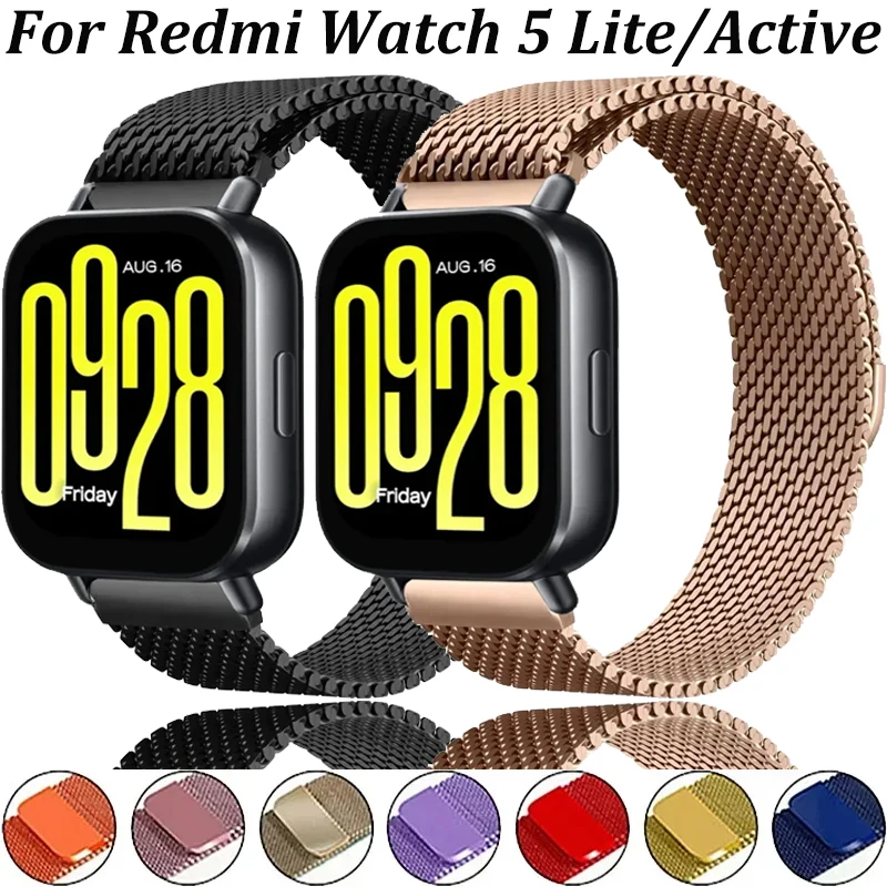 18mm 20mm 22mm Stahlgeflecht für Redmi Watch 5 Lite/Active Metall-Milanese-Magnetarmband Amazfit Active 2 Max/Bip 6-5 Uhrenarmband