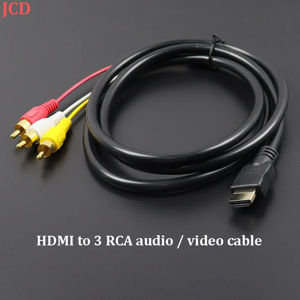 1PC HDMI to 3 RCA Cable HDMI Male to 3-RCA Video Audio AV Cable Connector Adapter One-Way Transmitter For TV HDTV DVD