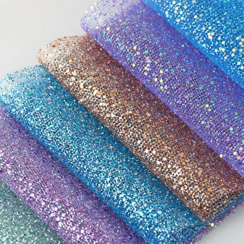 10 Yards Hot gold powder sequin Tulle material encryption soft Tulle spray Sequin glitter Tulle wedding dress decoration fabric