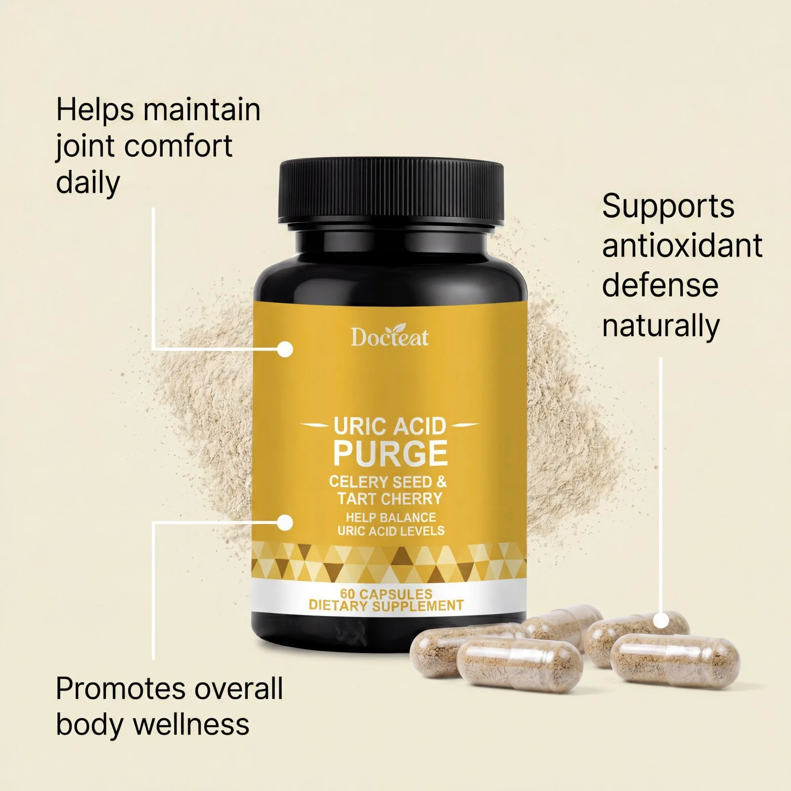 Uric Acid Support Supplement Capsules Plant Extract Maintain Healthy Uric Acid Level Joint Kidney Health Care