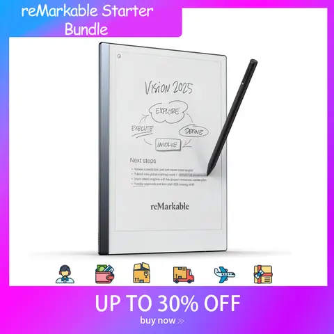 ReMarkable Starter Bundle – ReMarkable 2 é uma mesa de papel original inclui caneta marcadora de tablet de escrita de 10,3" preto e branco com borracha
