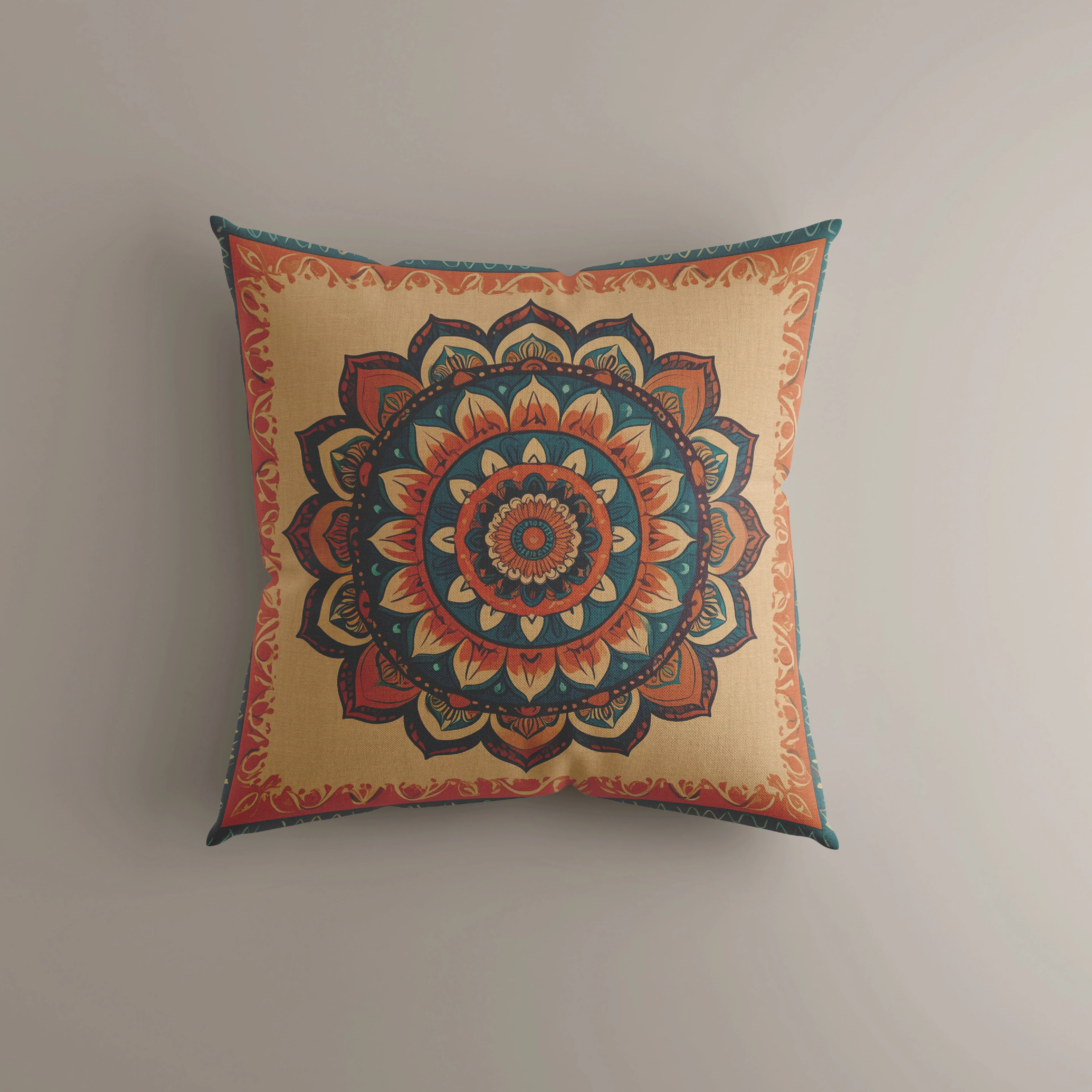 

VIKAMA Ethnic Style Retro Pillow Bohemian Square Cushion Bedroom Living Room B&B Hotel Sofa Backrest Waist Pillow