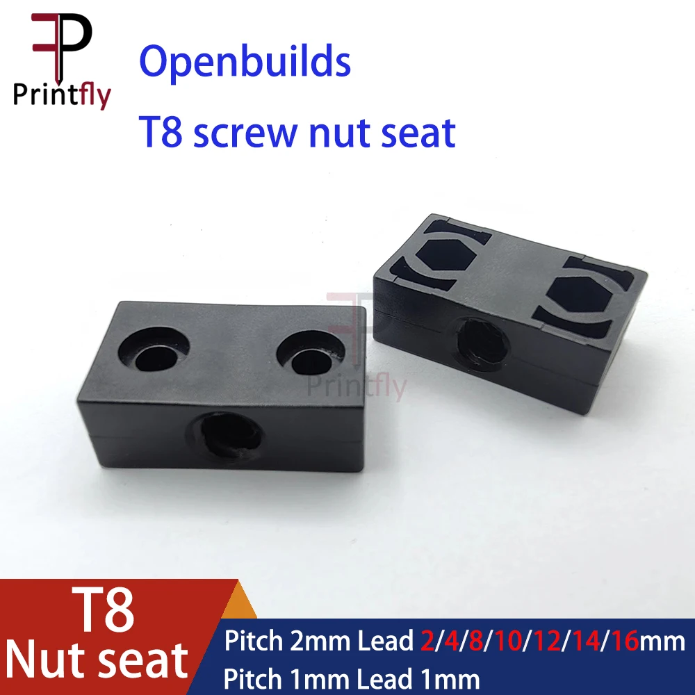 3D Printer T8 Screw Nut Seat Openbuilds Type Anti-Backlash  Block 8mm Pitch 2mm Lead 2/4/8/10/12/14/16MM Pitch 1MM Lead 1MM