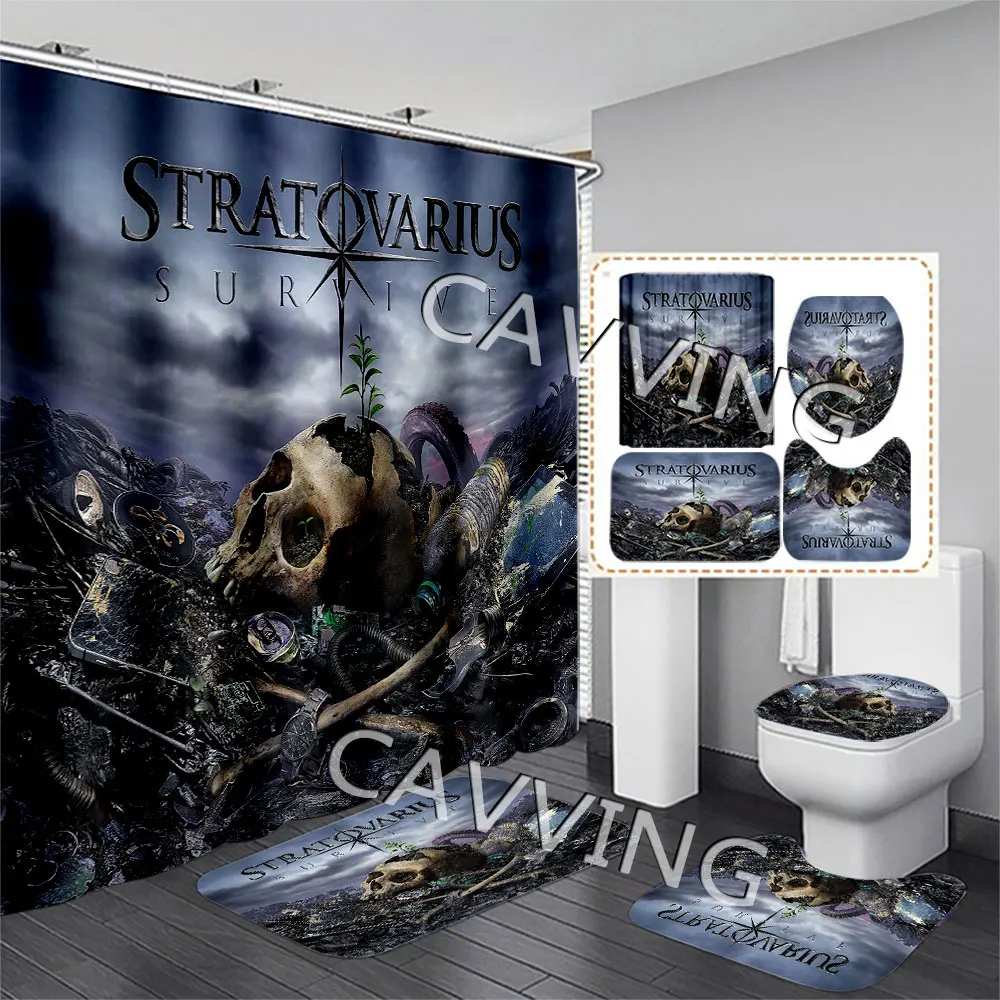 

Stratovarius Band 3D Printed Shower Curtains Waterproof Bathroom Curtain Anti-slip Bath Mat Set Toilet Rugs Carpet K03