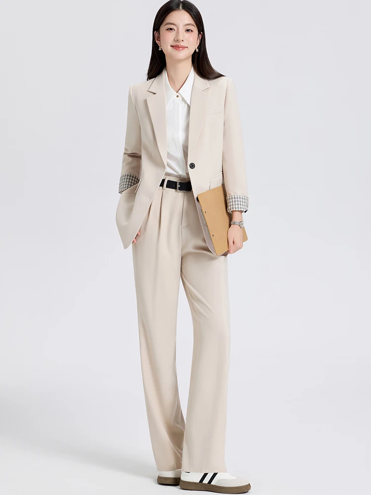 Completo da donna con blazer e pantaloni da lavoro da ufficio, set da 2 pezzi