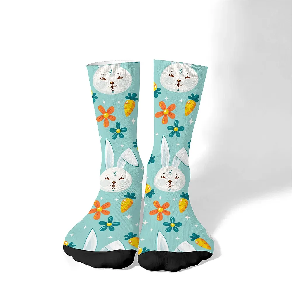 Nieuwigheid mid-tube sokken voor heren met paashaasprint, modieus en schattig, veelzijdige stijl, ademend en warm, perfecte cadeaukeuze