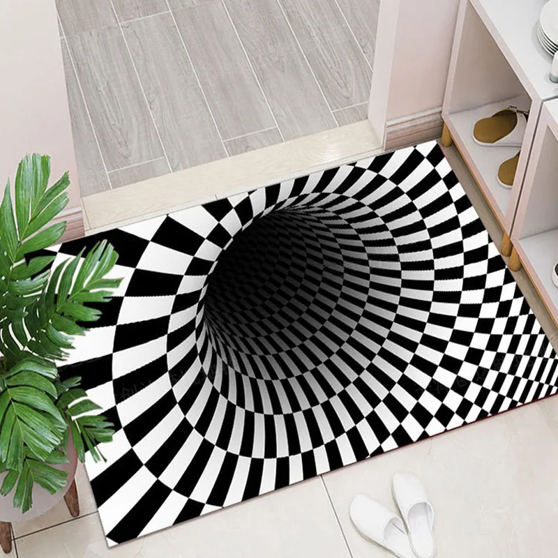 3D Vortex Illusion Rug Non-Slip Entrance Doormat Washable Child Play Area Rugs Soft Carpets Living Room Bedroom Decor Floor Mats