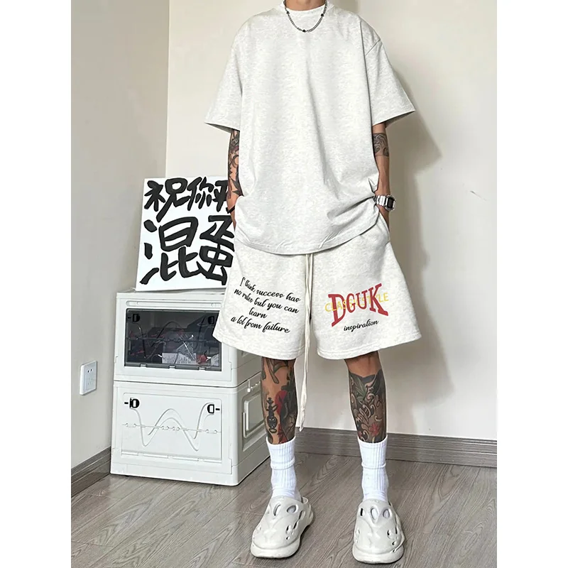 American Hiphop Casual Shorts Men's Summer Fashion Brand Versatile Loose Couple Drawstring Sports Capris