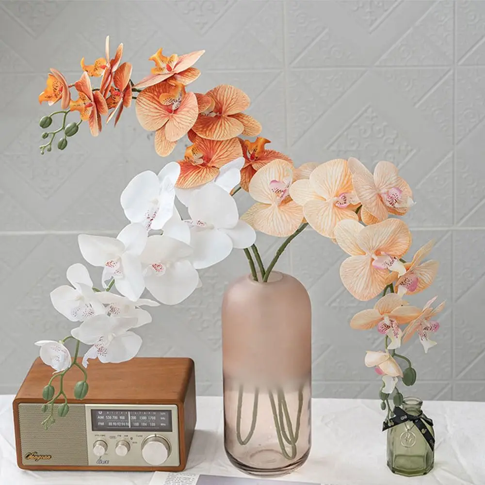 

9 Head Artificial Phalaenopsis Branches Realistic Handmade Artificial Butterfly Orchid Flower Real Touch Simulation Plant