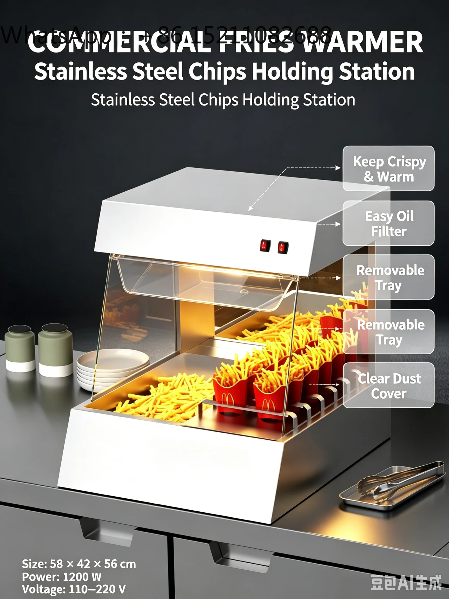 SCY is suitable for desktop French fries workstation Hamburg shop special equipment French fries oil control countertop
