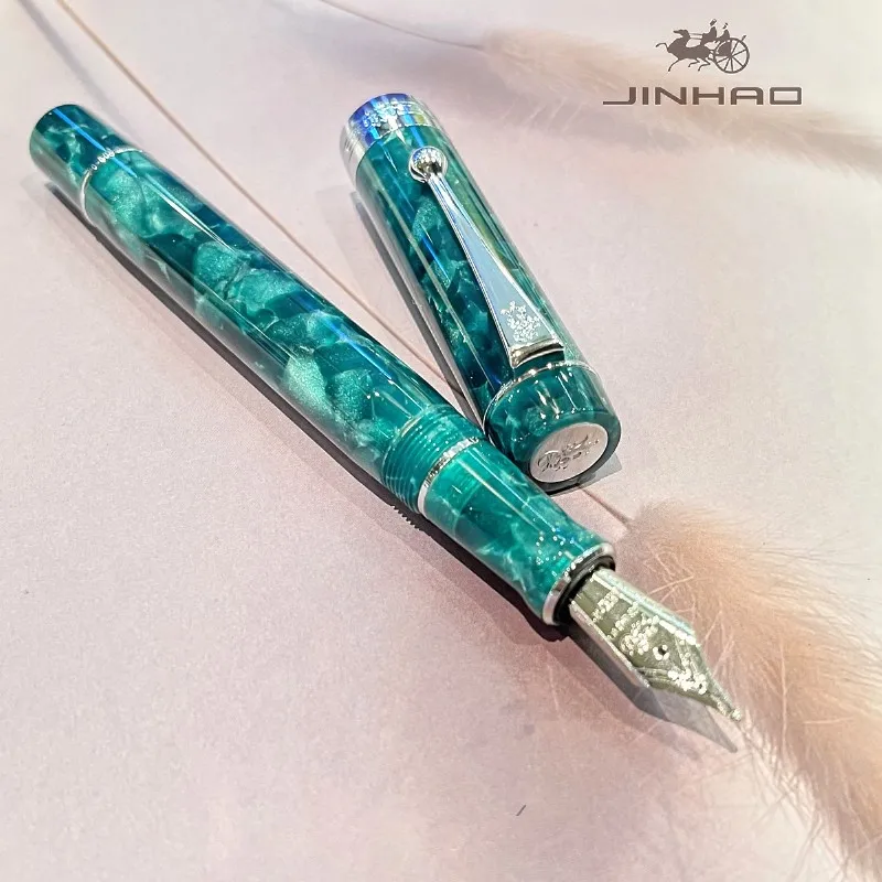 Jinhao 100 Acryl-Füllfederhalter aus Metall mit silbernem Kugelclip, klassischer, glatter Executive-Signaturstift, perfekt für die Sammlung – Detail 4