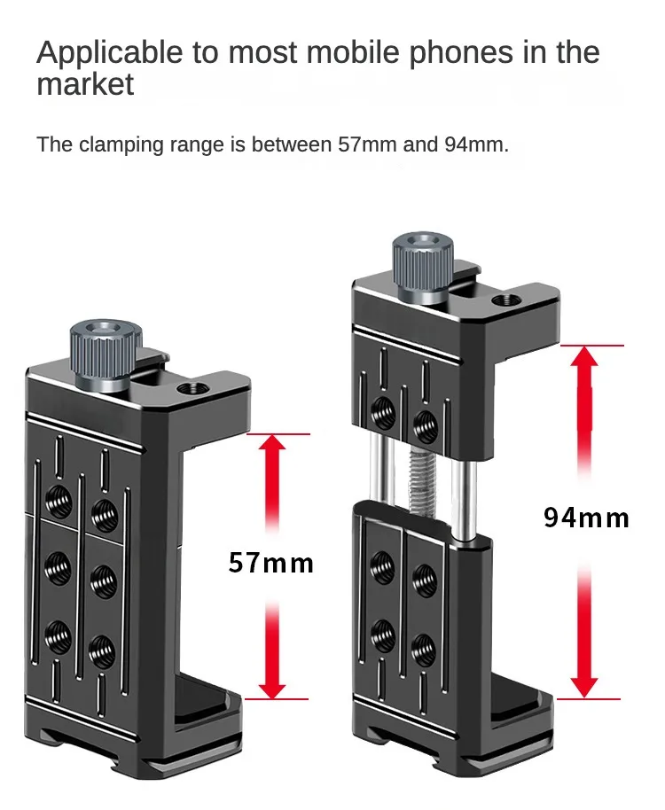 Metall Telefon Halterung Halter Telefon Clip Clamp Dual Kalten Schuh Halterung für 38mm Arca-Swiss Stativ Mikrofon Füllen licht Monitor Ständer – Detail 6