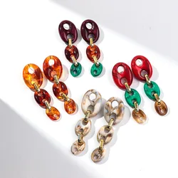 Statement Acrylic Pig Nose Long Earrings for Women Exaggerated Multicolor Resin Coffee Bean Geometric Drop Earring Party Jewelry