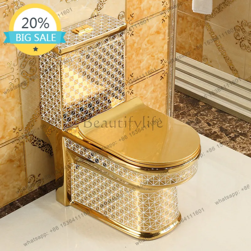 

D30 Household Pumping Golden Toilet Super Swirl Water-saving Deodorant Color Ceramic Toilet