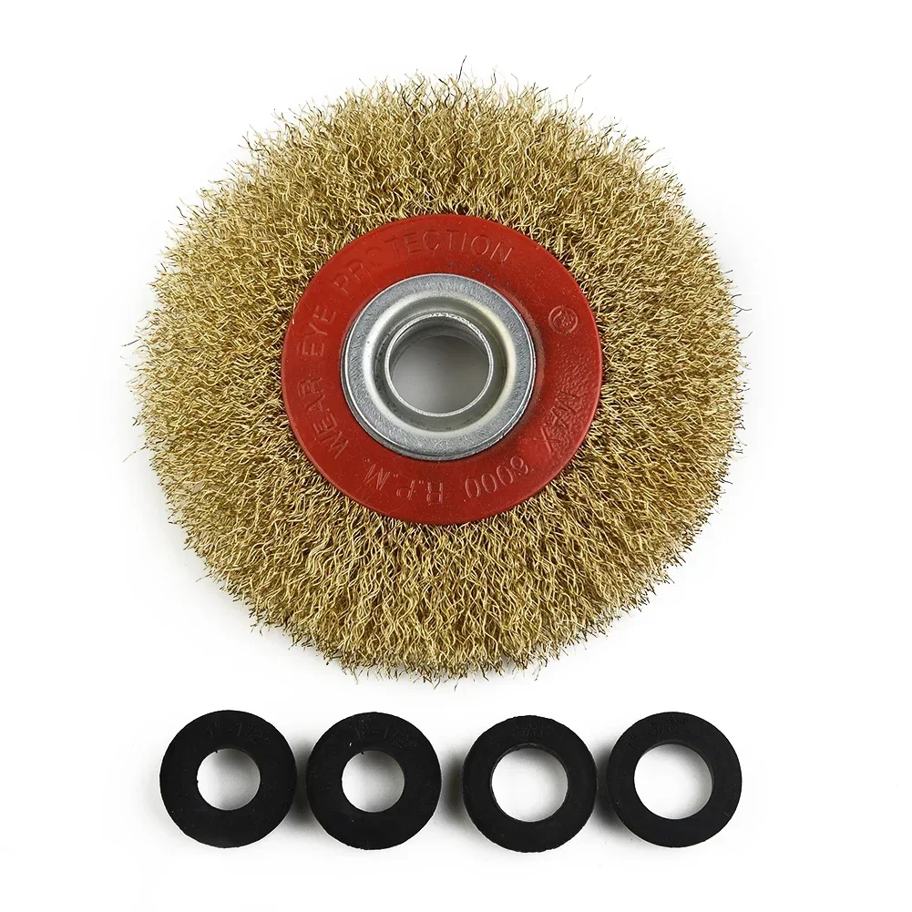 Round Brass Plated Wire Brush Carbon removal Edge mixing Polishing 125mm Grinder Deburring Descaling Accessory