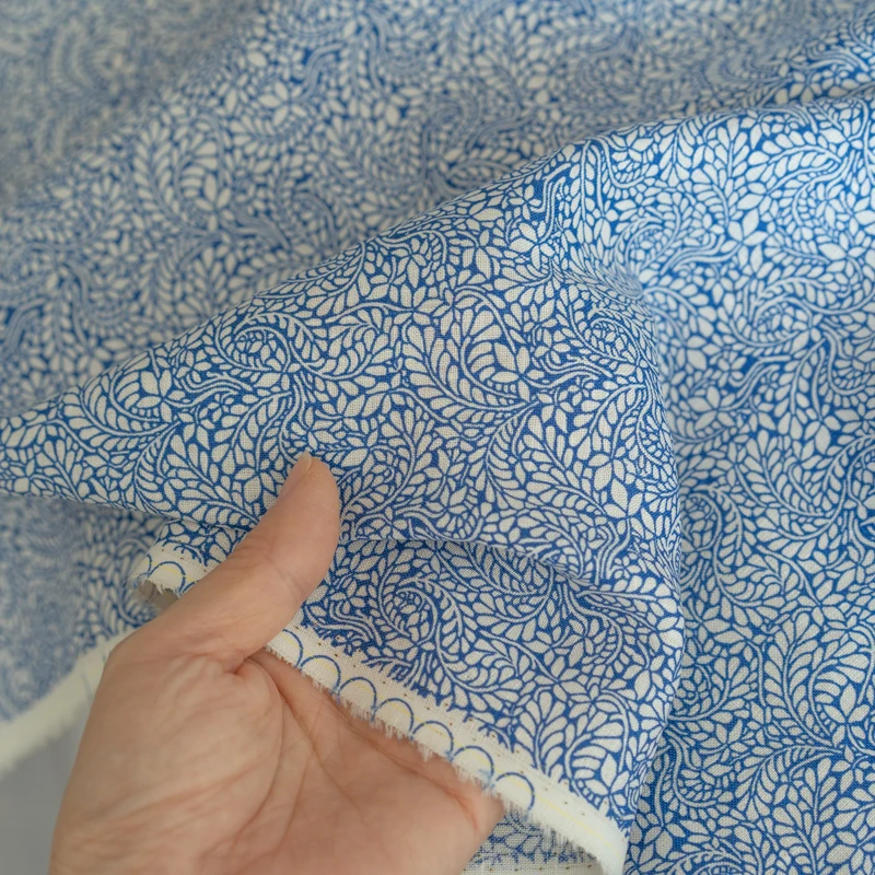 New Blue and White Thin Soft Linen Fabric Spring, Autumn and Summer Three Seasons Shirt Dress Fabric