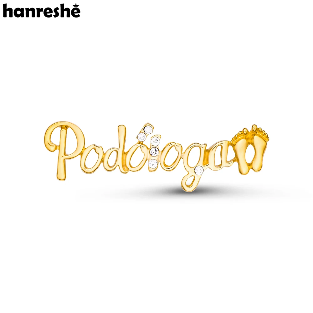 Hanreshe Medical Charm Podiatrist Brooch Medicine Podiatry Doctor Nurse Lapel Coat Badge with Crystal Shiny Pin Jewelry Gifts