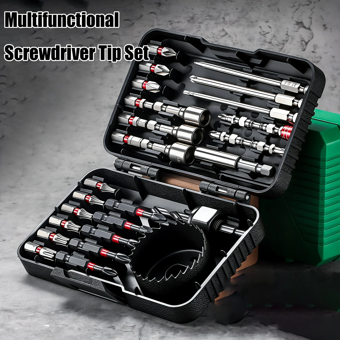 27Pcs Impact Driver Bit Set with Hole Saw & Magnetic Nut Drivers, S2 Steel 1/4
