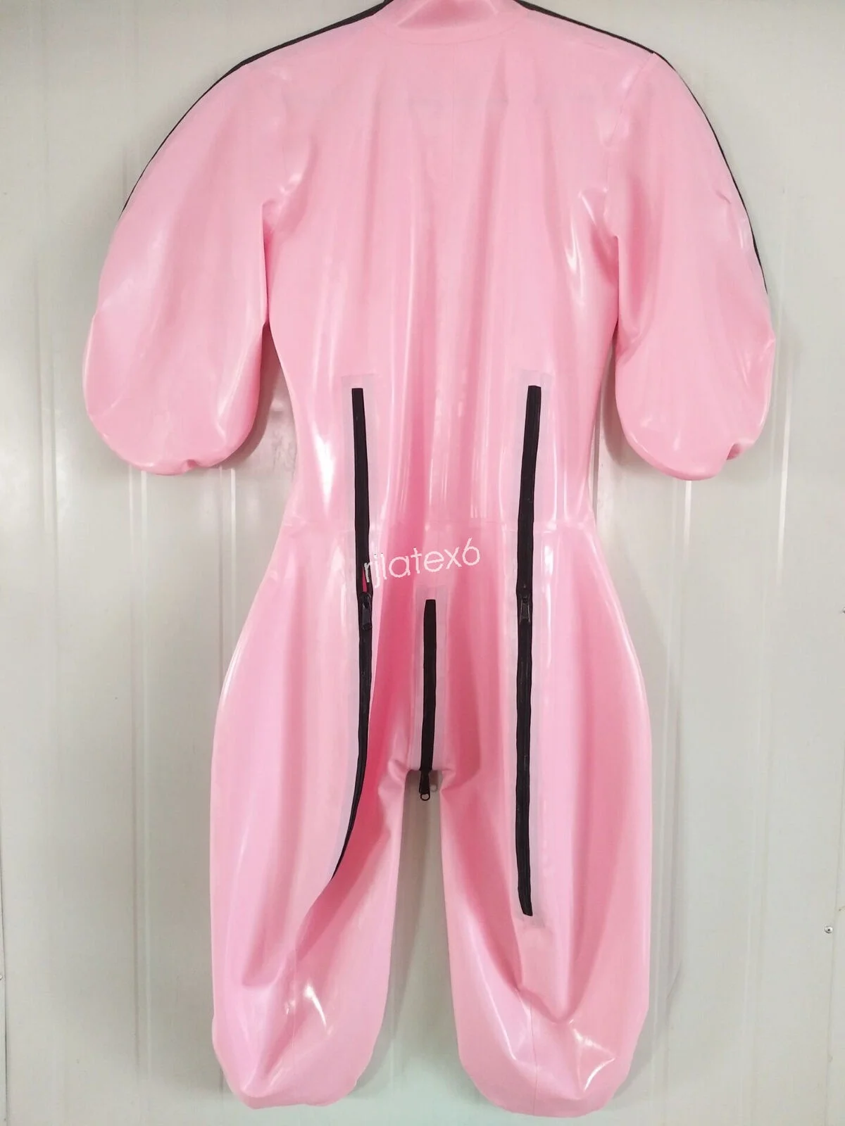 Masquerade PartyFetish 100% Pure Latex Rubber Sweet Pink Bodysuit Zipper  Set 0.4mm, size S-XXL  Party