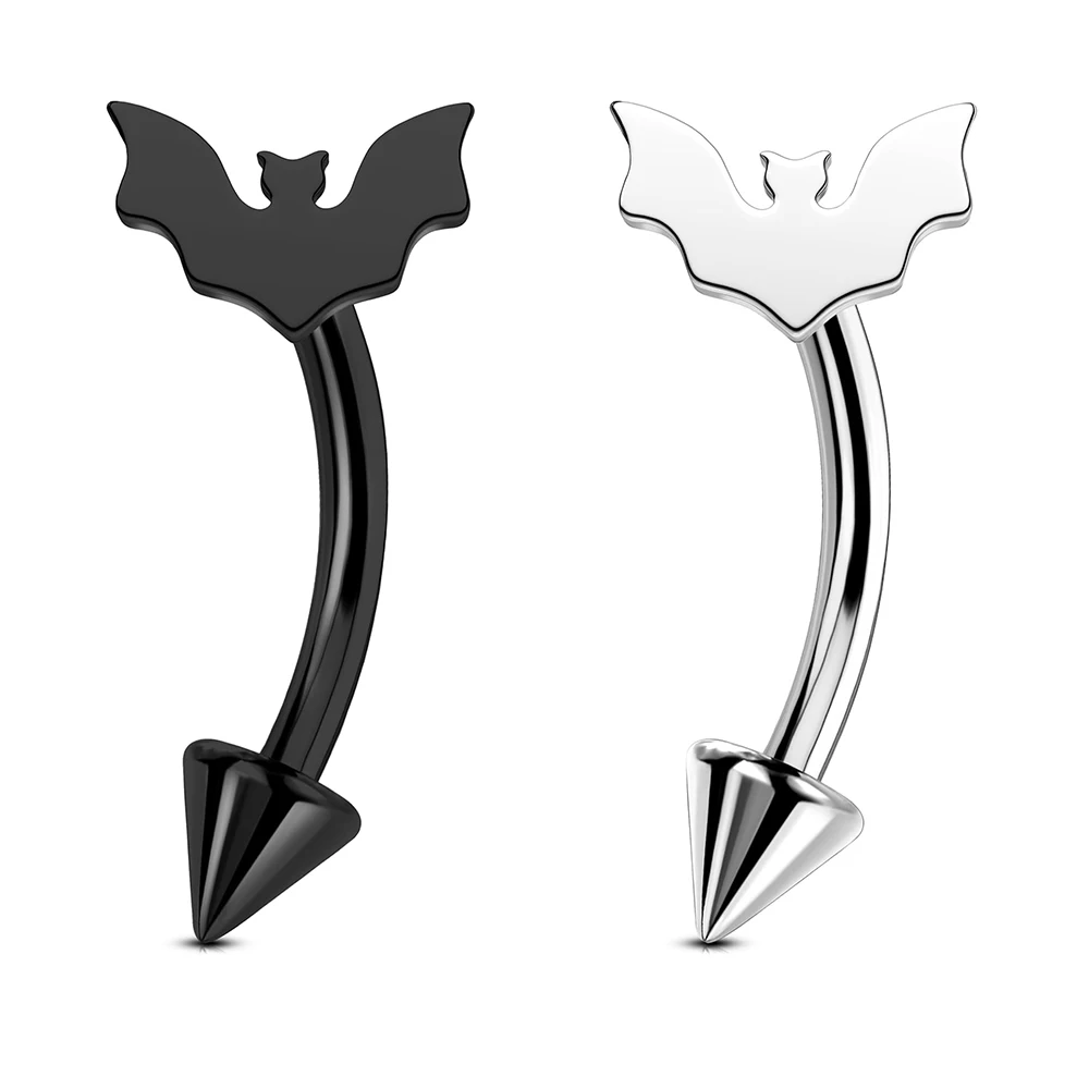 2pcs 16G Bat Rook Eyebrow Ring Vertical Labret Lip Piercing