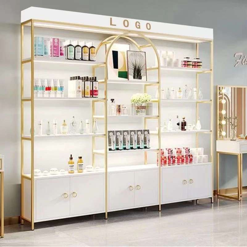 custom. [2098 People Collected] Beauty Salon Lighted Product Display Cabinet Cosmetics Hair Salon Shelf Display Rack Skincare Pr