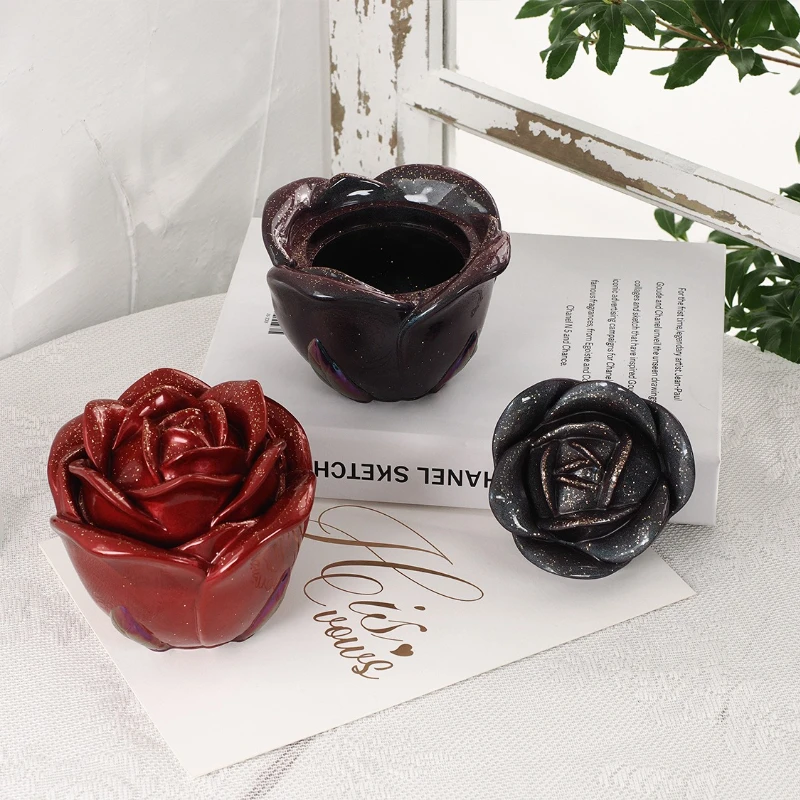 Rose siliconen mal Diy Rose Jar Organizer hars mal voor huisdecoratie opslag