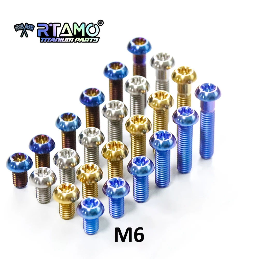 RTAMO Gr5 チタンボルト M6X10/12/15/20/25/30 半丸トルクスヘッドオートバイブレーキディスクネジ (1 個)