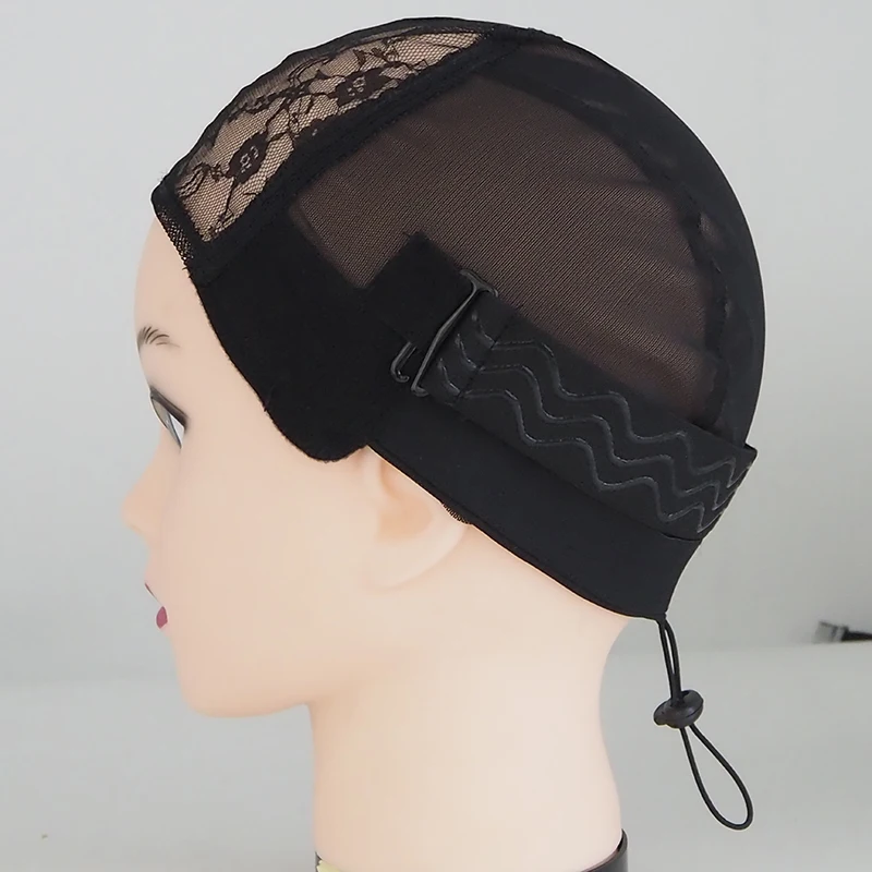 

Full stretchy black wig caps for making adjustable wigs and snap hook lock wig cap