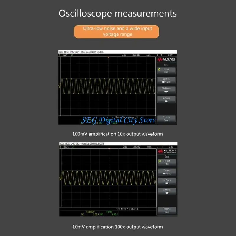 U75B T100 راسم الذبذبات الافتراضي 1X 10X 100X 10M لتضخيم الإشارات الضعيفة منخفضة الضوضاء المحمولة راسم الذبذبات التفاضلي