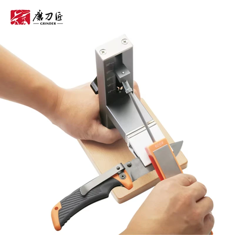 4-Stage Diamond Knife Sharpener with Angle Guide, 360/600/800/1000 Grit Precision Sharpening Stone for Kitchen Chef Tools