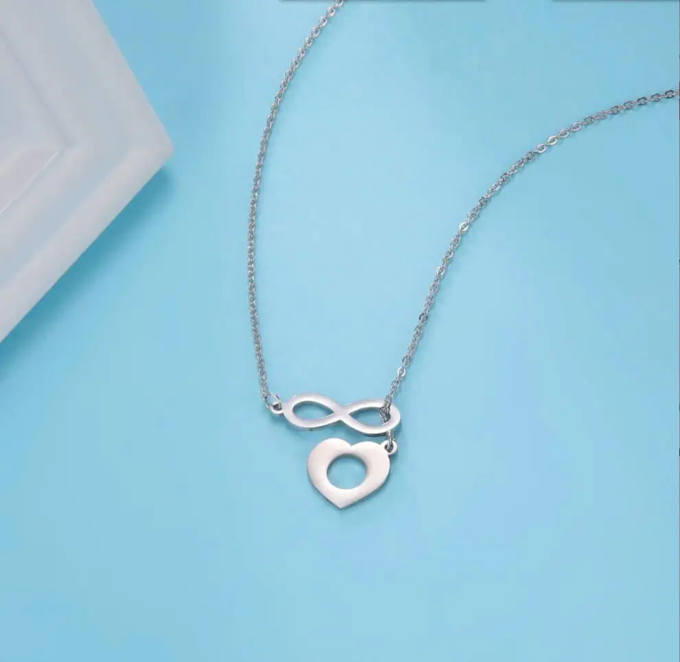 1PC Heart Infinite Love Stainless Steel Pendant Necklaces for Women Nurse Girl Promise Jewerly F1490