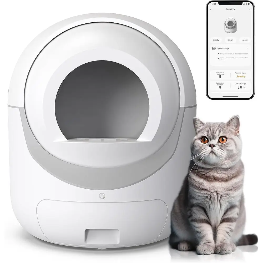 

Automatic Self-Cleaning Litter Box with Odor Control, App Monitoring for Multi-Cat Households