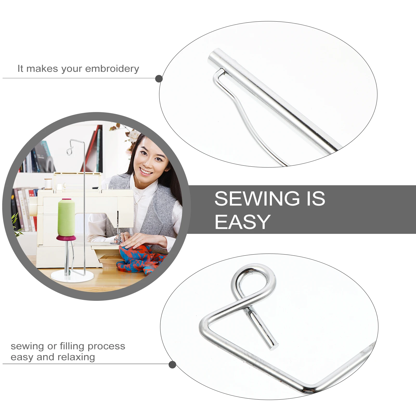 

Sewing Machine Thread Stand Single Spool Yarn Holder Metal Quilting Rack Smooth Flow Prevent Tangle Stuck Old Machines Elastic