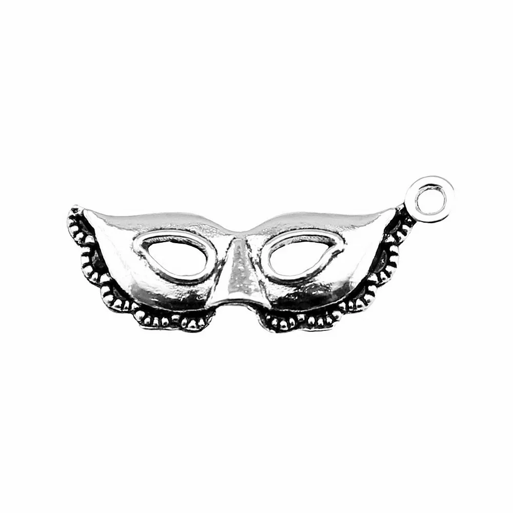 WYSIWYG 10pcs 31x12mm Antique Silver Color Mask Charms For Jewelry Making