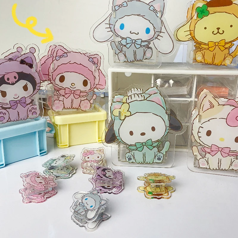 Sanrio Kuromi Cute Pen Holder Transparent Multifunctional Children's Desktop Large Capacity Stationery Storage Box