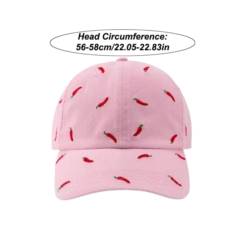 Eenvoudige creatieve chili geborduurde baseballpet met piek zonnebrandcrème rode peperhoed zoete mode katoenen baseballpet straat