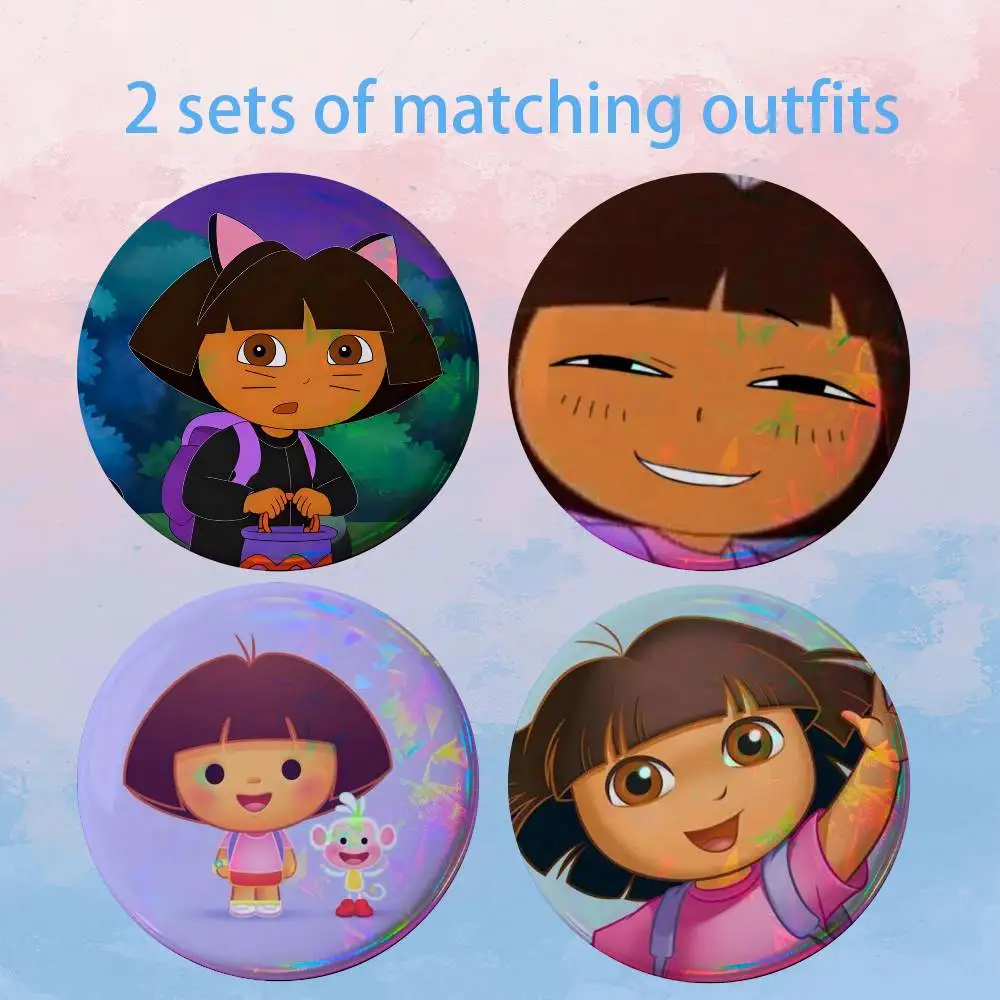 Cartoon D-Dora the Explorer HD Print Round Lapel Pins Pretty Derby 2 piece set Round Display Brooches Brooch Badges