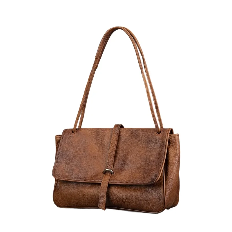 Handcrafted Vintage Large Work Tote Bag for Women Genuine Leather Spacious Interior Multiple Pockets Luxury Shoulder Bag