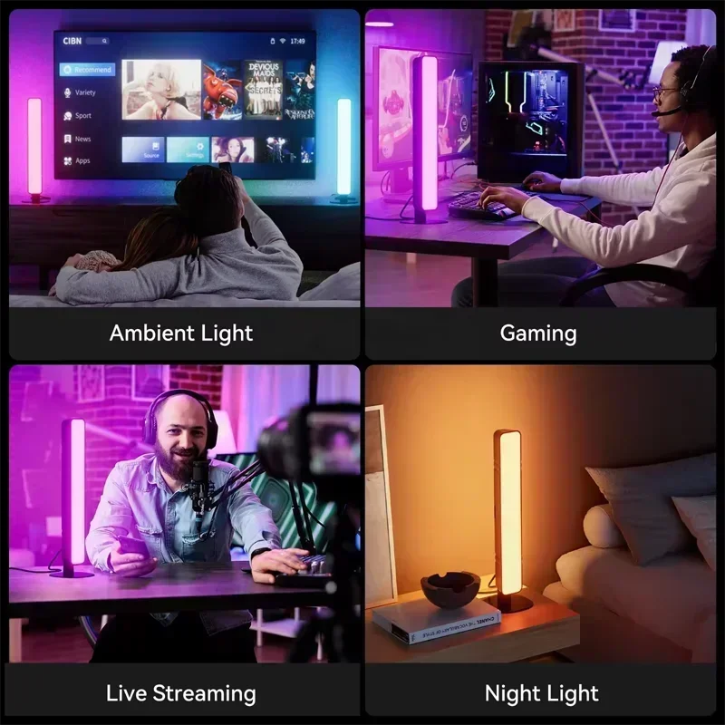 Xiaomi rgb captador luz noturna jogos música ritmo luzes barra usb led candeeiro de mesa configuração controle remoto gamer decoração crianças