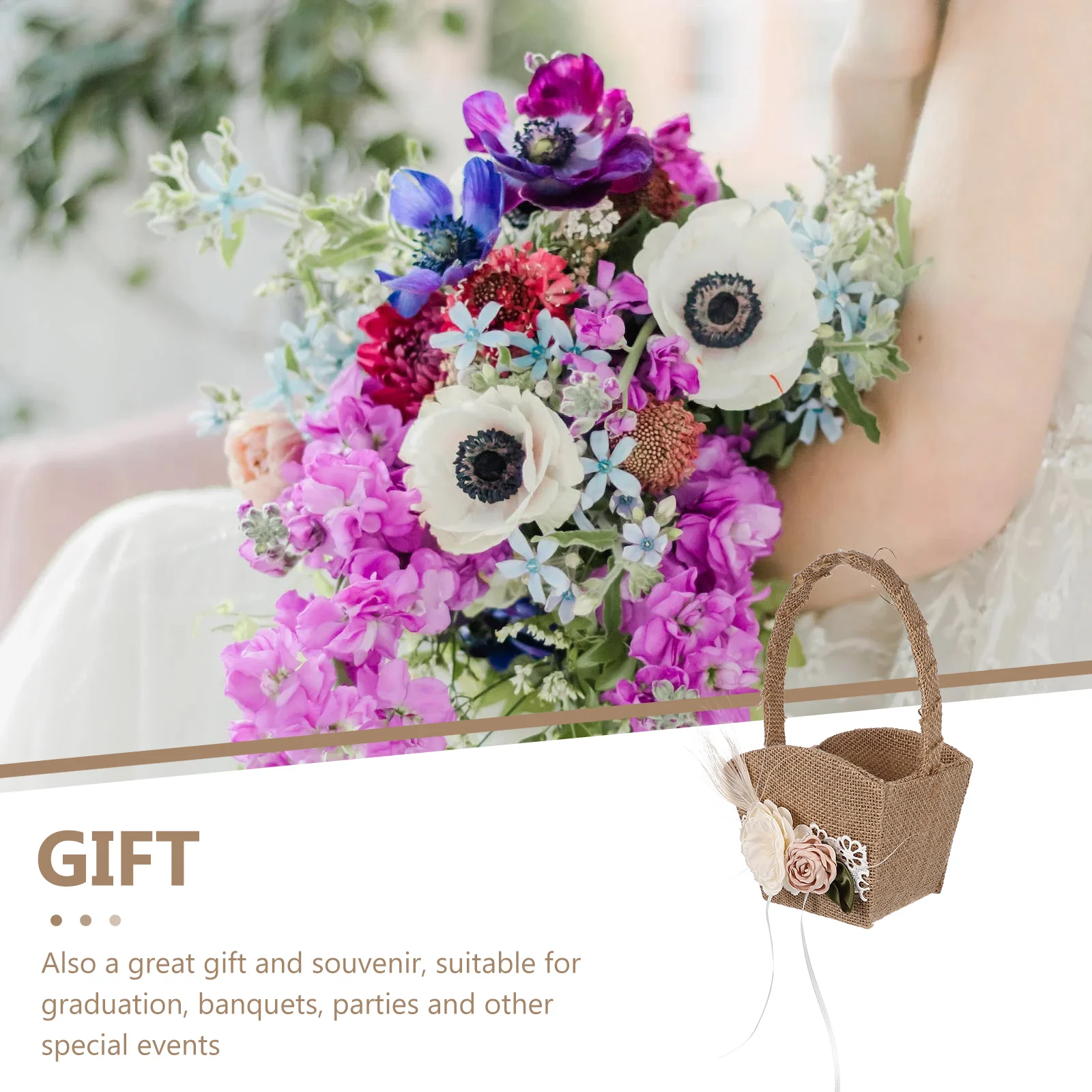 

Flower Girl H held Ceremony Decoration Elegant Wedding Flower Girl Basket For Wedding Supplies Plumage Storage Container
