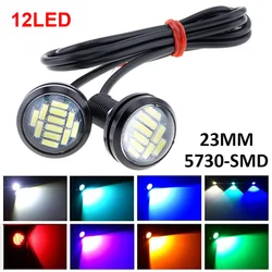 2pcs  Driving Light 23mm Eagle Eye 4014 12SMD 12V LED Reverse Backup Light Motorcycle Fog Lamp Headlight Daytime Running Light